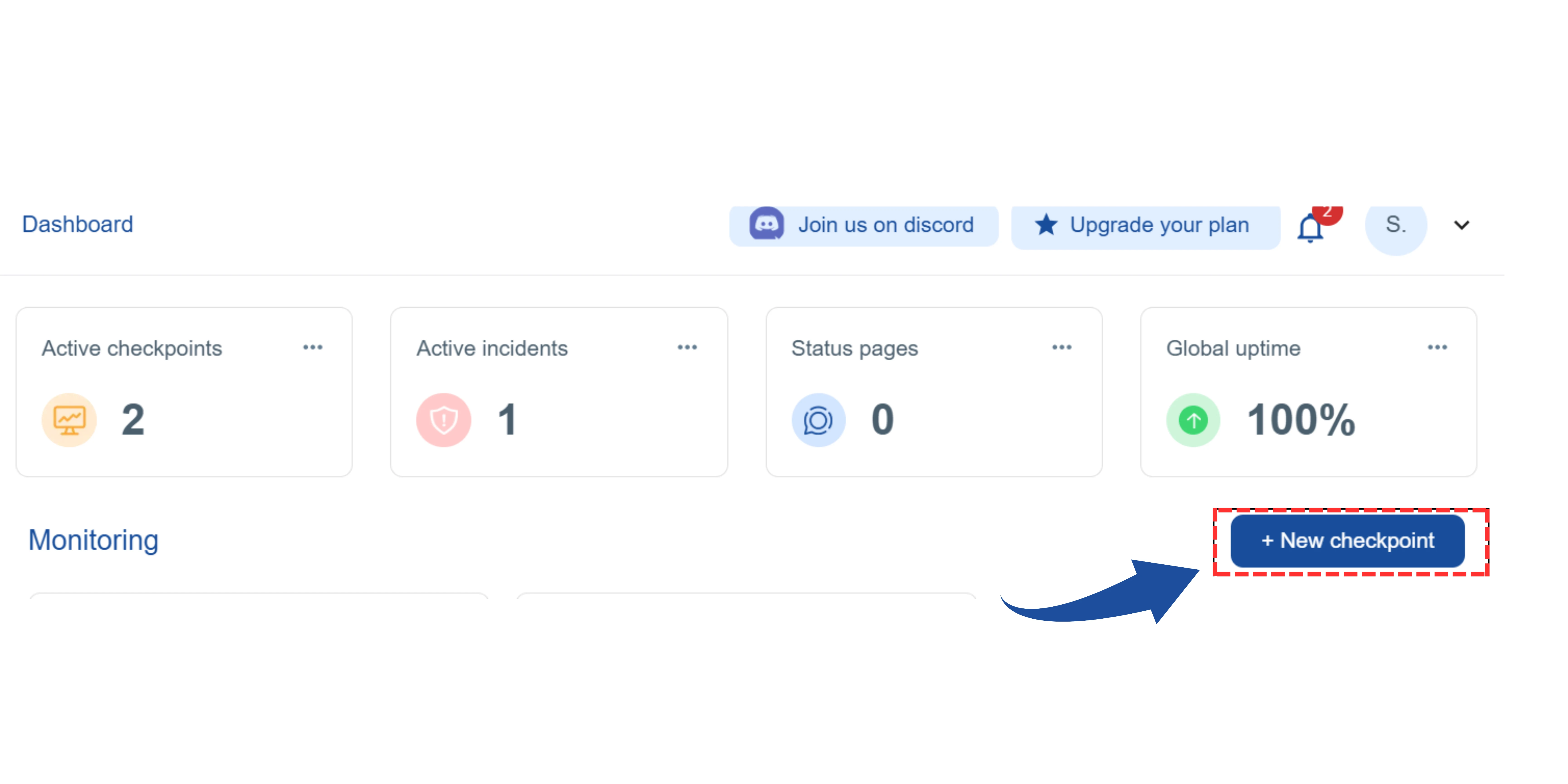 Dashboard - New Checkpoint