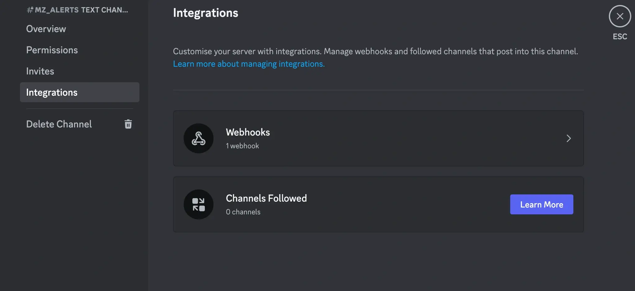 Discord integration screenshot