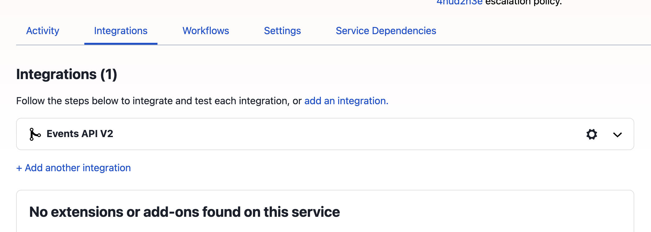 PagerDuty create service screenshot